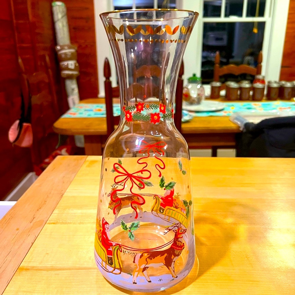 Anthropologie Santa sleigh pitcher
